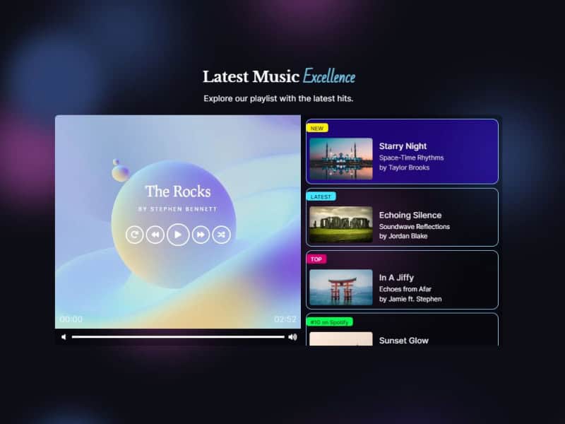Audio Playlist with the Custom Badges and Text