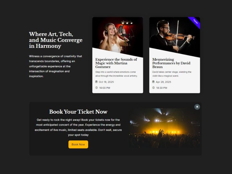 Event Box with the Music Events